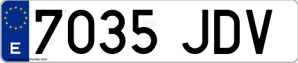 Ejemplo de matrícula de coche ordinaria 7035 JDV