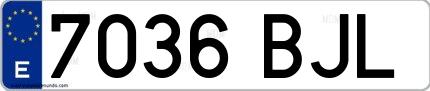 Ejemplo de matrícula española 7036 BJL