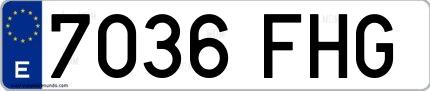 Ejemplo de matrícula española 7036 FHG