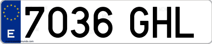Ejemplo de matrícula de coche ordinaria 7036 GHL