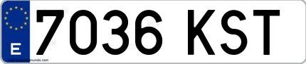 Ejemplo de matrícula española 7036 KST