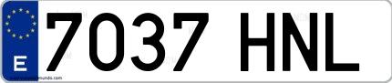 Ejemplo de matrícula española 7037 HNL