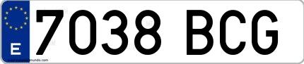 Ejemplo de matrícula española 7038 BCG