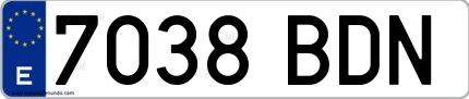 Ejemplo de matrícula española 7038 BDN