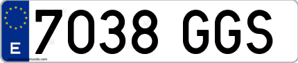 Ejemplo de matrícula de coche ordinaria 7038 GGS