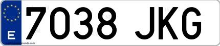 Ejemplo de matrícula española 7038 JKG