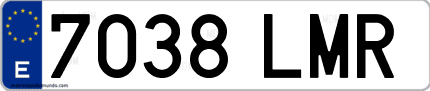 Ejemplo de matrícula de coche ordinaria 7038 LMR
