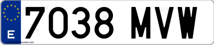Ejemplo de matrícula de coche ordinaria 7038 MVW