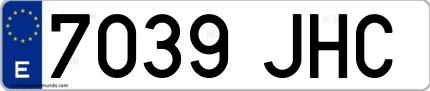 Ejemplo de matrícula española 7039 JHC