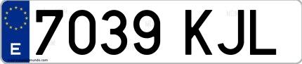 Ejemplo de matrícula española 7039 KJL