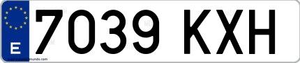 Ejemplo de matrícula española 7039 KXH
