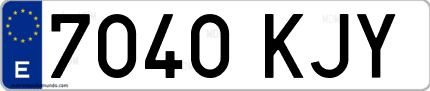 Ejemplo de matrícula de coche ordinaria 7040 KJY
