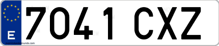 Ejemplo de matrícula de coche ordinaria 7041 CXZ