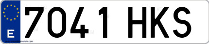 Ejemplo de matrícula de coche ordinaria 7041 HKS