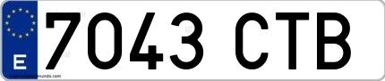 Ejemplo de matrícula española 7043 CTB