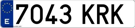 Ejemplo de matrícula española 7043 KRK