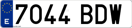 Ejemplo de matrícula de coche ordinaria 7044 BDW