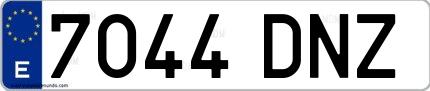 Ejemplo de matrícula española 7044 DNZ