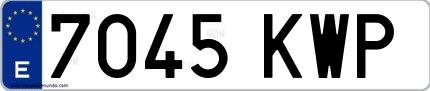 Ejemplo de matrícula española 7045 KWP