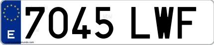 Ejemplo de matrícula española 7045 LWF
