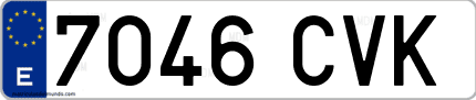 Ejemplo de matrícula de coche ordinaria 7046 CVK