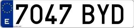 Ejemplo de matrícula española 7047 BYD