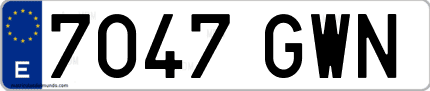 Ejemplo de matrícula de coche ordinaria 7047 GWN