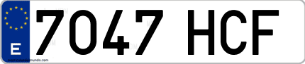 Ejemplo de matrícula de coche ordinaria 7047 HCF