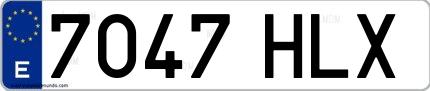 Ejemplo de matrícula española 7047 HLX