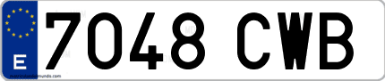 Ejemplo de matrícula de coche ordinaria 7048 CWB