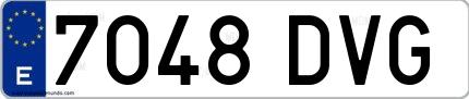 Ejemplo de matrícula española 7048 DVG