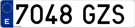 Ejemplo de matrícula de coche ordinaria 7048 GZS