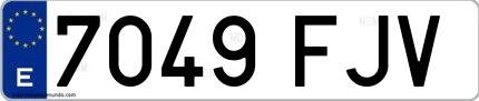 Ejemplo de matrícula española 7049 FJV
