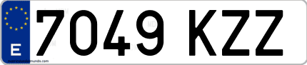 Ejemplo de matrícula de coche ordinaria 7049 KZZ