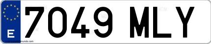 Ejemplo de matrícula española 7049 MLY