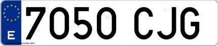 Ejemplo de matrícula española 7050 CJG