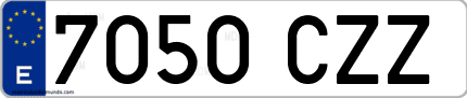Ejemplo de matrícula de coche ordinaria 7050 CZZ