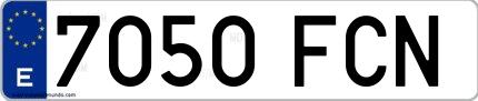 Ejemplo de matrícula española 7050 FCN