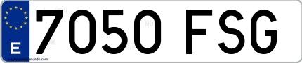 Ejemplo de matrícula española 7050 FSG
