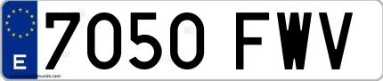 Ejemplo de matrícula española 7050 FWV