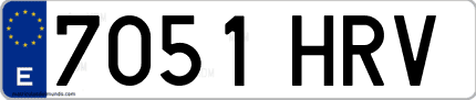 Ejemplo de matrícula de coche ordinaria 7051 HRV