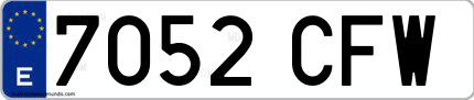 Ejemplo de matrícula española 7052 CFW