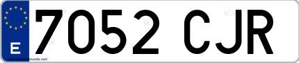 Ejemplo de matrícula española 7052 CJR
