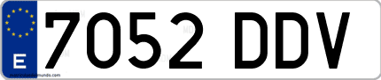 Ejemplo de matrícula de coche ordinaria 7052 DDV