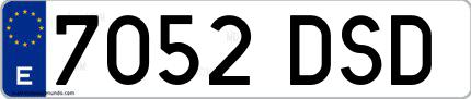 Ejemplo de matrícula española 7052 DSD