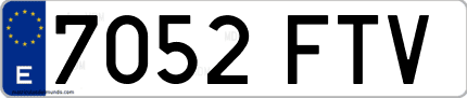 Ejemplo de matrícula de coche ordinaria 7052 FTV