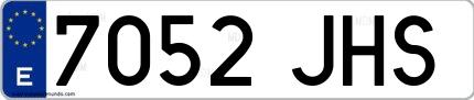 Ejemplo de matrícula española 7052 JHS