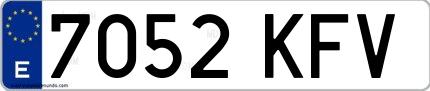 Ejemplo de matrícula española 7052 KFV