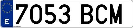 Ejemplo de matrícula española 7053 BCM