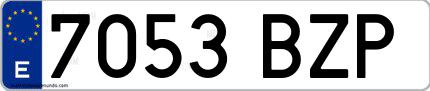 Ejemplo de matrícula española 7053 BZP